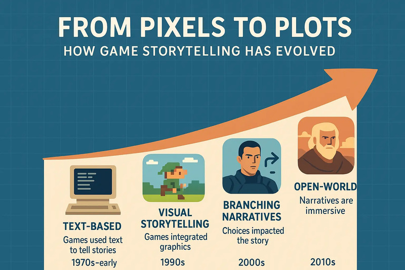 Evolution of video game storytelling from text-based adventures to cinematic open-world experiences