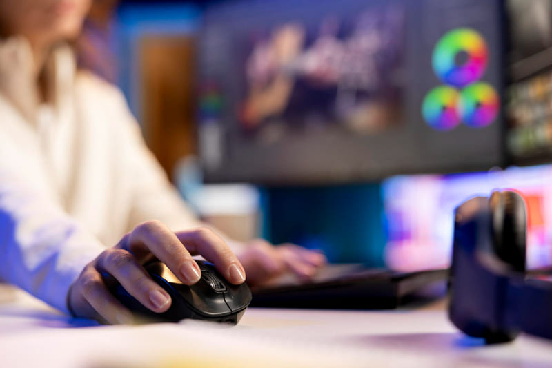 A close-up of a developer working to localize games for a global audience.