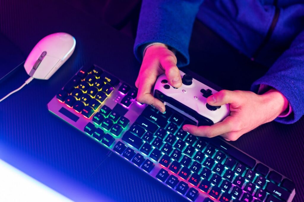 Modern gaming setup showing how technology enhances interactive gameplay