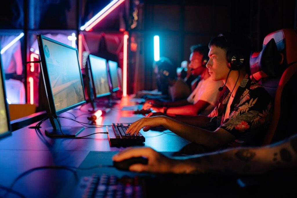 Mobile Legends pro players competing live for the esports tournament.