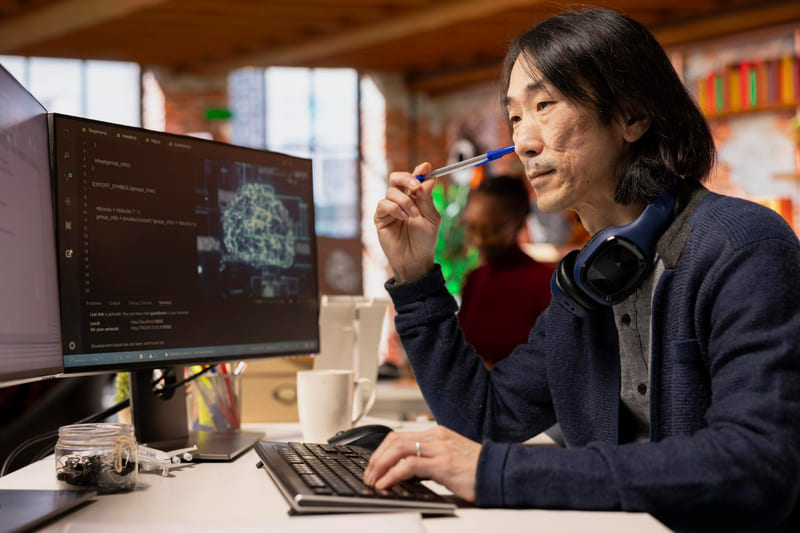 A game developer works on adapting gameplay elements for global audiences.
