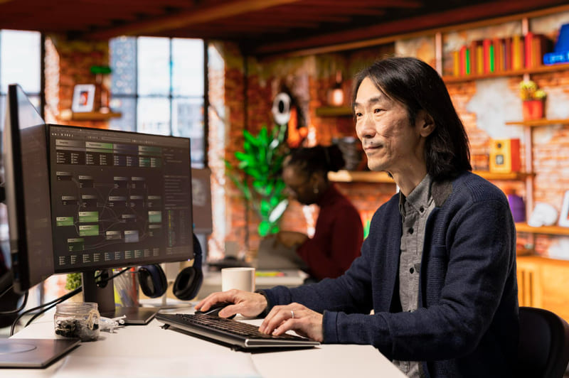 A QA specialist evaluates interactive story sequences for bugs and immersive storytelling