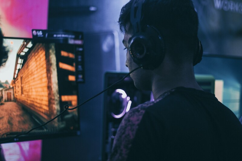 A gamer focuses on a video game activity on the Steam gaming platform