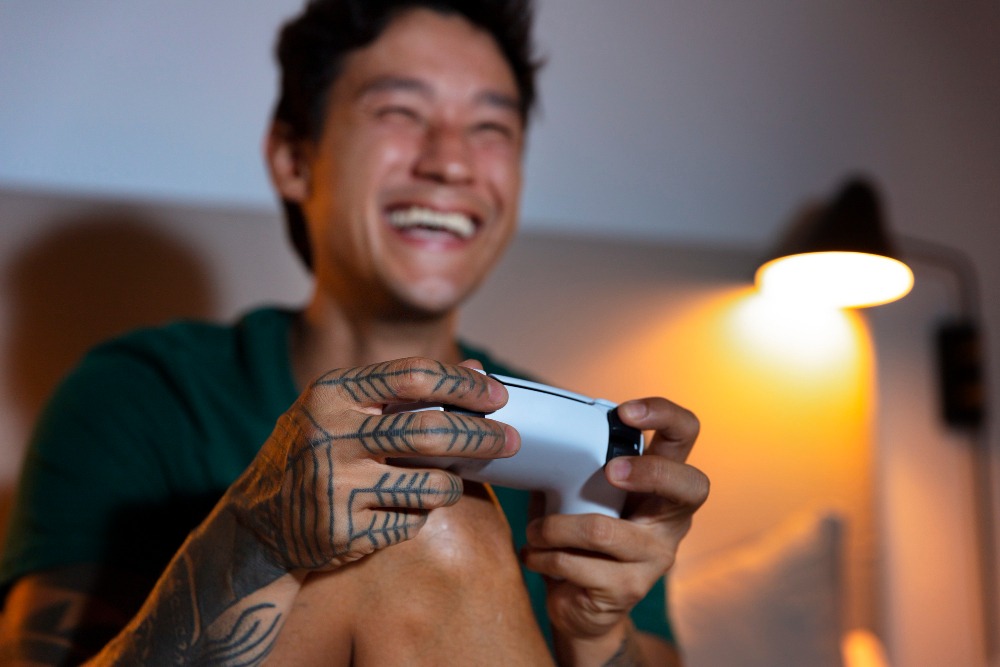 Humor in games is conveyed through words, timing, and cultural context.]