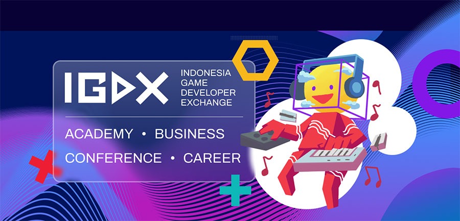 A vibrant promotional banner for IGDX with an imaginative graphic to capture the spirit of game creation.